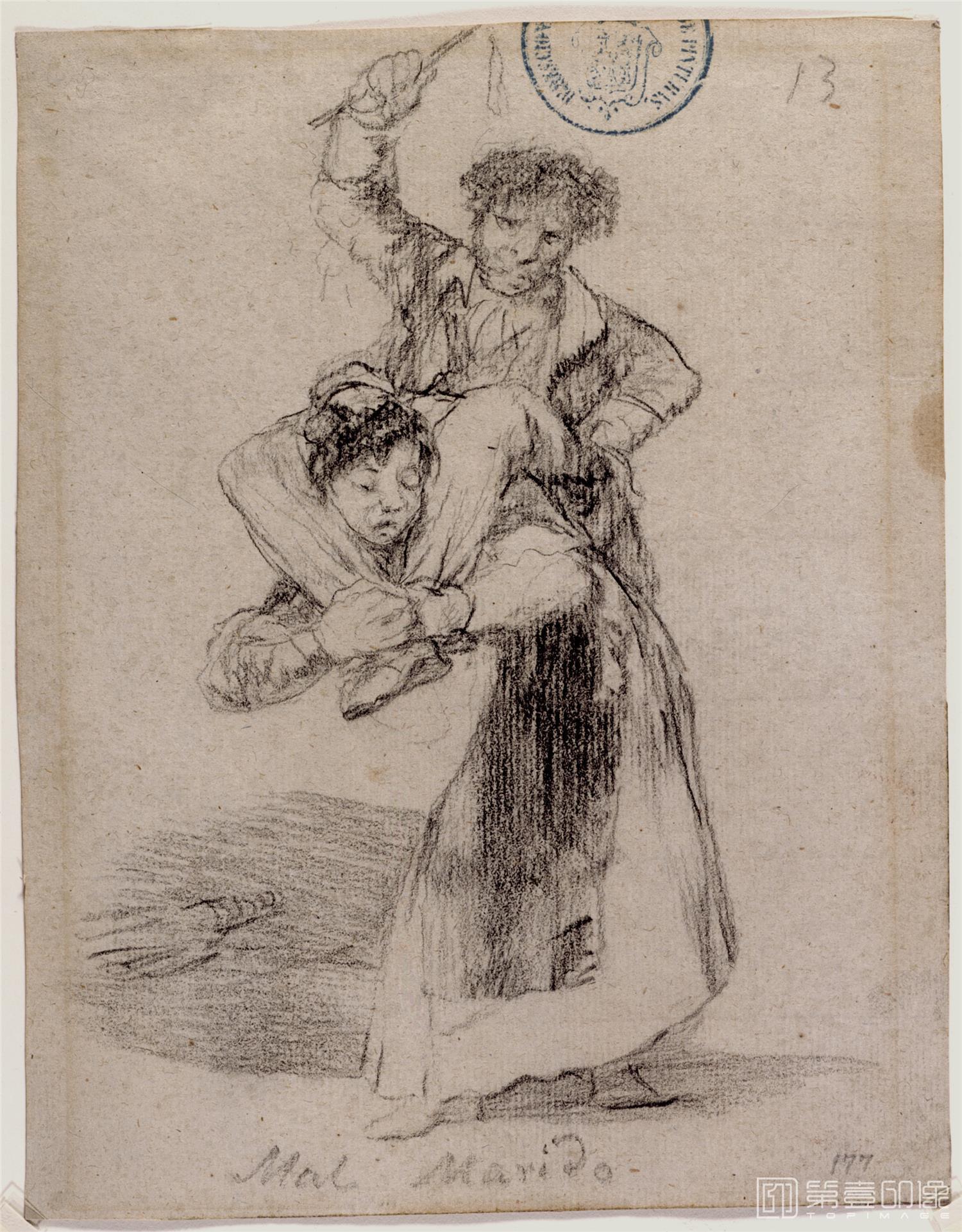 素描-西班牙普拉多美术馆素描藏画-Goya y Lucientes, Francisco de-Mal Marido-1099